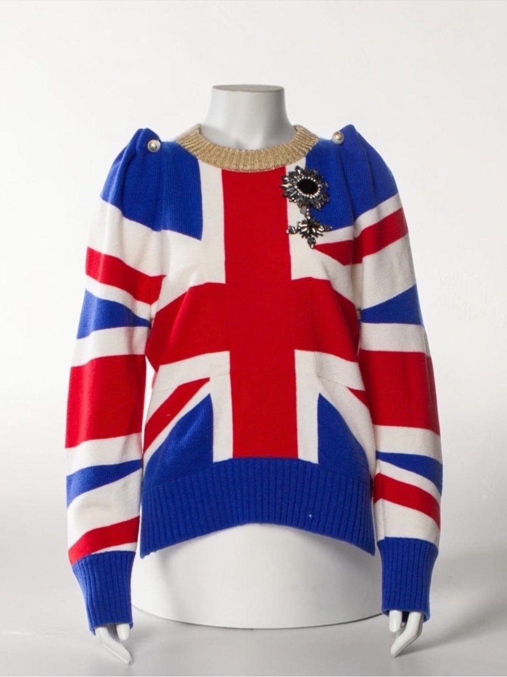Gucci Blue Red White Union Jack Sweater with White Trousers - Picture 4 of 9